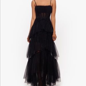 Betsy and Adam Black Tulle Corset Gown